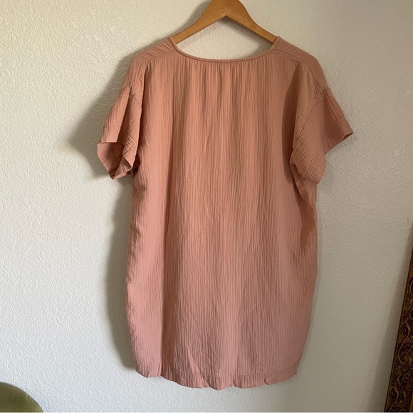 Madewell Cotton Gauze Tunic Dress Coverup Antique Coral Peach Size Small Loose - Picture 5 of 9